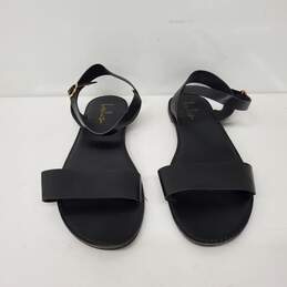 Lulus WM's Black Leather Ankle Strap Flats Size 10 alternative image