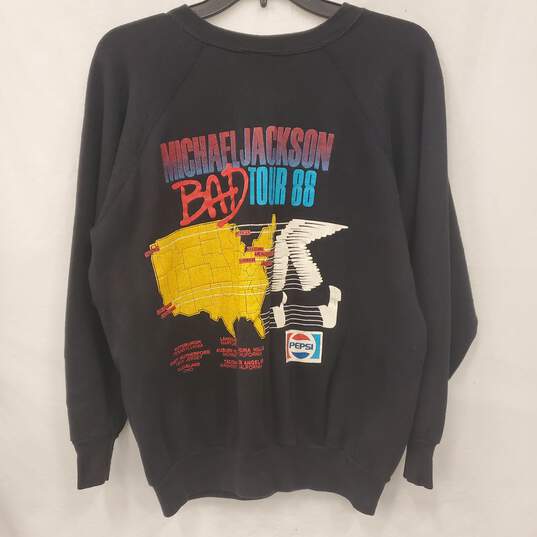 Buy the Michael Jackson BAD Tour 1988 Sweatshirt M/L | GoodwillFinds