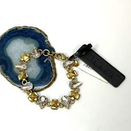 NWT Designer J. Crew Gold-Tone Teardrop Stone Chain Bracelet With Dust Bag