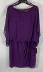 NWT Jessica Howard Womens Purple Chiffon Boat Neck Draped Blouson Dress Size 18W image number 1