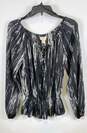 Michael Womens Black Long Balloon Sleeve V-Neck Pullover Blouse Top Size Medium image number 1