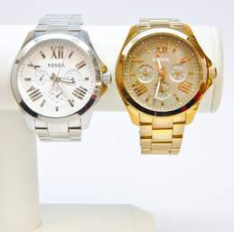 Fossil AM4533 Gold Tone & AM4509 Silver Tone Watches 256.6g