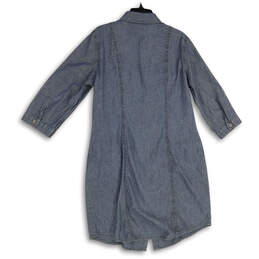 NWT Womens Blue Denim Long Sleeve Spread Collar Shirt Dress Size 14 alternative image