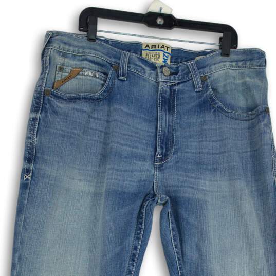 NWT Ariat Mens Blue Denim Pockets Traditional Relaxed Bootcut Jeans Size 38/34 image number 3