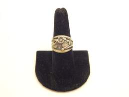 Artisan 925  Southwestern Flower & Feathers Overlay Tapered Band Ring