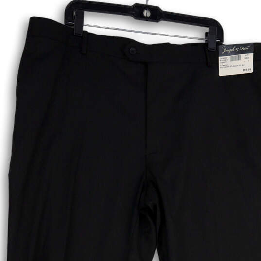 NWT Mens Black Flat Front Slash Pocket Straight Leg Dress Pants Size 44x34 image number 2