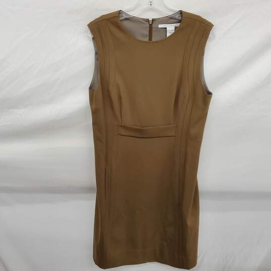 Diane Von Furstenberg Women's Sleeveless Brown Wool Dress Size 14 w/COA image number 1