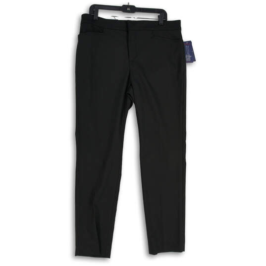 Buy the NWT Womens Black Pockets Flat Front Straight Leg Dress Pants Size 14