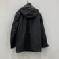 Mens Black Gray Long Sleeve Pockets Zipper Hooded Rain Jacket Size Large image number 2