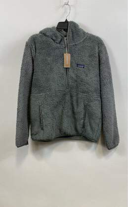 NWT Patagonia Womens Gray Long Sleeve Hooded Quarter Zip Fleece Jacket Size M