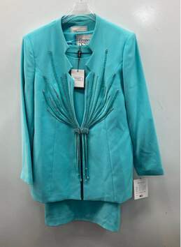 3 PC Elegance Women's Blue Turquoise Suit Sz 16 NWT