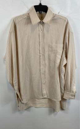 NWT The Frankie Shop Womens Beige Striped Long Sleeve Button Up Shirt Size M/L
