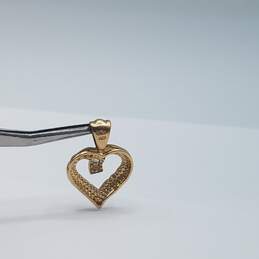 Sumal 10k Gold Melee Diamond Pave 1 Inch Heart Pendant 2.7g alternative image