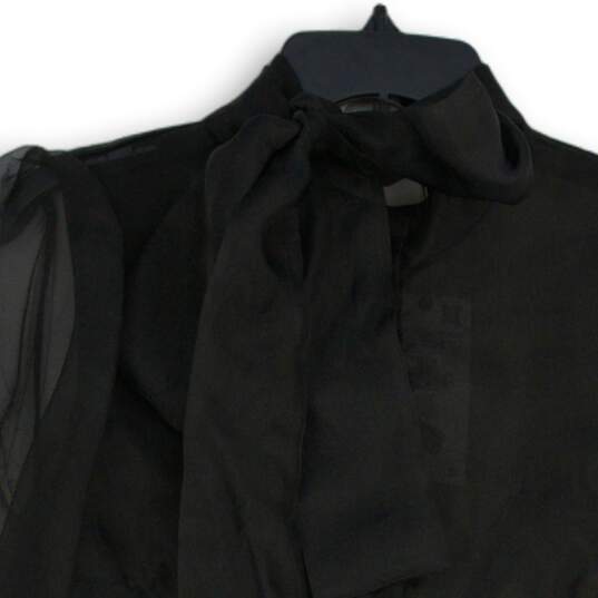 Zara Womens Black Organza Semi Sheer Long Sleeve Button Front Blouse Top Size M image number 3