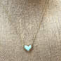 Designer Kendra Scott Gold-Tone Link Chain Turquoise Heart Pendant Necklace image number 1