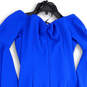Womens Blue Flutter Bell Sleeve Off The Shoulder Sheath Dress Size 6 image number 4