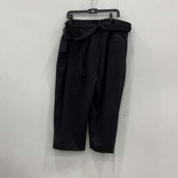 Womens Black Flat Front Slash Pocket Straight Leg Paperbag Pants Size 2X alternative image