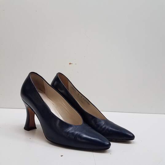 Bally Athena Navy Leather Pumps Women's Size 4 image number 3