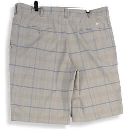 Mens Gray Blue Plaid Flat Front Slash Pocket Golf Chino Shorts Size 42 alternative image