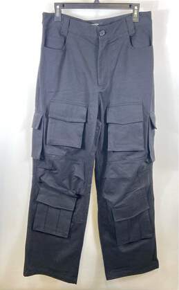 Unknown World Mens Black Cotton Flat Front Pockets Straight Leg Cargo Pants Sz M