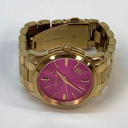 Designer Michael Kors MK-5801 Gold-Tone Pink Round Dial Quartz Wristwatch alternative image