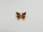 14K Yellow Gold Guilloche Enamel Butterfly Brooch 3.0g image number 3