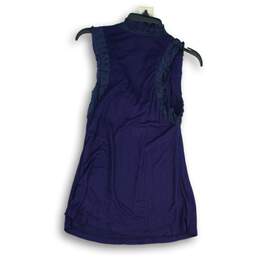 NWT One. September Womens Black Navy Blue Ruffle Sleeveless A-Line Dress Size M alternative image