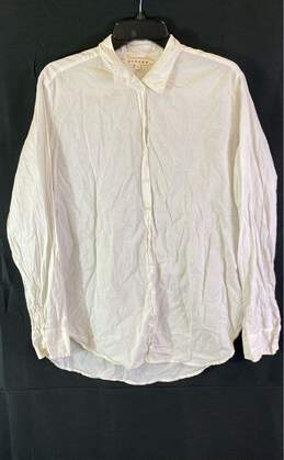 Xirena Womens White Spread Collar Long Sleeve Button Up Shirt Size Medium