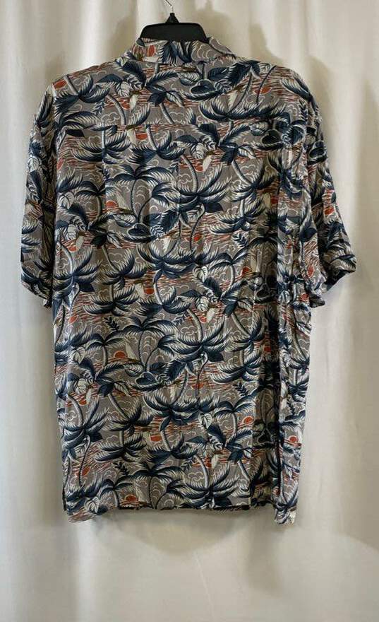 AllSaints Mens Gray Printed Hawaiian Short Sleeve Button-Up Shirt Size XXL image number 2