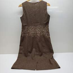 Oscar Brown Embroidered Shift Dress Size 8 alternative image