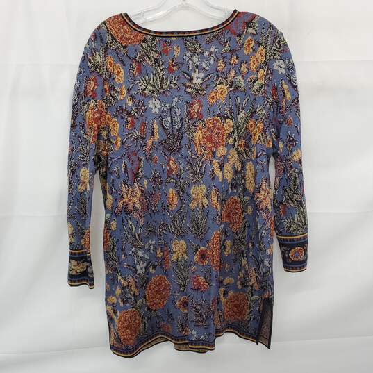 Peruvian Connection Floral Print Tunic Pullover Sweater Size L image number 2