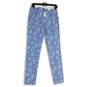 NWT Womens Blue White Floral Medium Wash 5-Pocket Design Skinny Jeans Size 4 image number 1