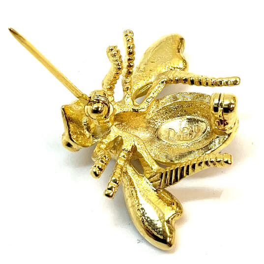 Designer Joan Rivers Gold-Tone Rhinestone Bee Fashionable Pin Brooch image number 3