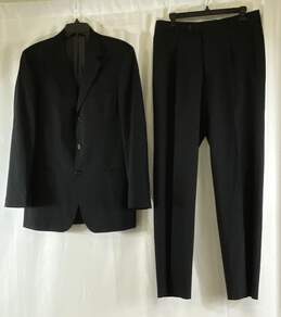 Boss Mens Black Wool Long Sleeve Single-Breasted Straight Leg 2 Piece Suit Sz 38