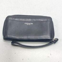 COACH Black Leather Zip Around Pouch Card Wallet Wristlet
