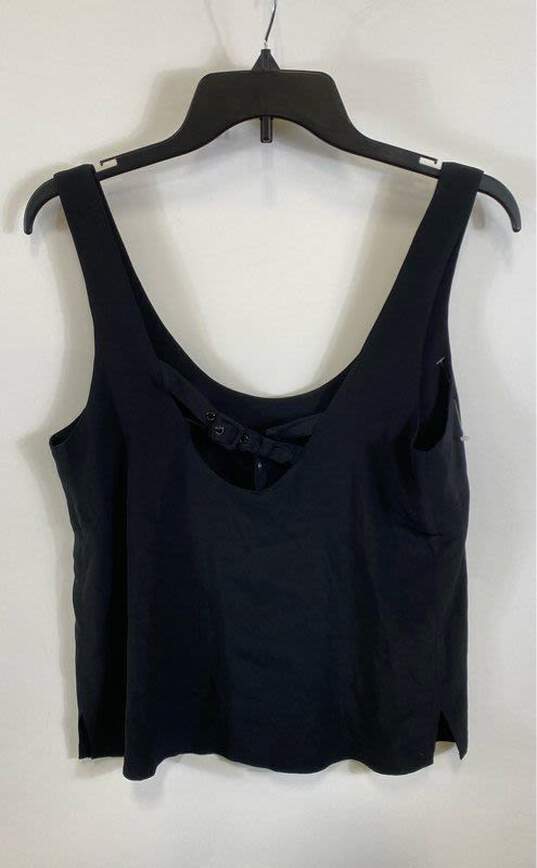 NWT Madison Marcus Womens Black Silk Wide Strap Pullover Cropped Tank Top Size M image number 2
