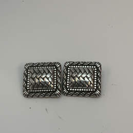 Designer Brighton Silver-Tone Woven Engraved Square Shape Stud Earrings alternative image