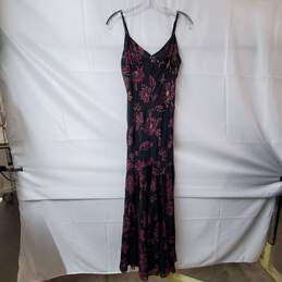 Betsey Johnson Women's Black/Violet Floral Print Sleeveless Maxi Dress Size 2
