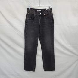 Zara Washed Out Black Cotton High Rise Straight Leg Jeans WM Size 6 NWT alternative image