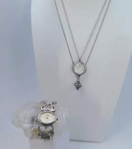 Designer Lucky Brand Duo Strand Pendant Necklace & Watch