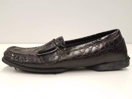 Stuart Weitzman Brown Embossed Leather Loafers Women's Size 5 image number 2
