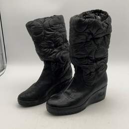 Coach Womens Black Round Toe Quilted Wedge Heel Pull-On Winter Boots Size 9B
