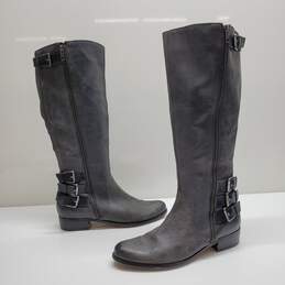 WMNS RENVY BLACK LEATHER SIDE ZIP RIDING BOOTS SIZE 9