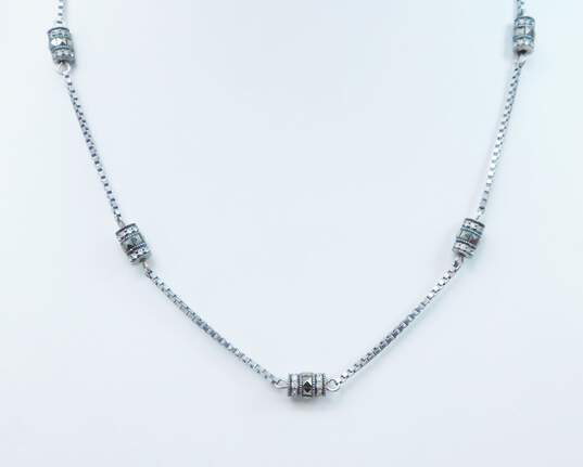 Romantic Judith Jack 925 Sterling Silver Marcasite CZ Barrel Charm Necklace Bracelet & Ring 32.3g image number 3