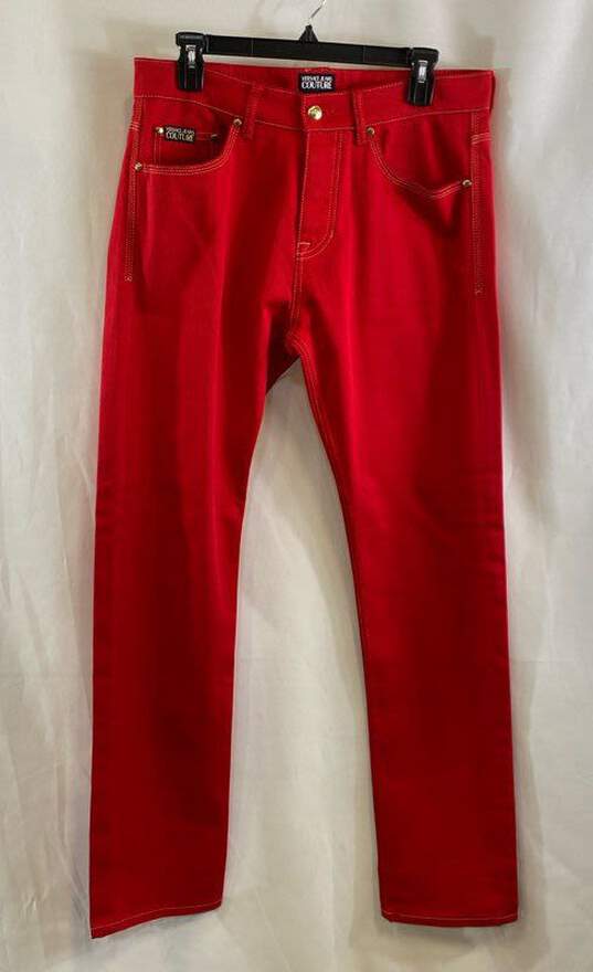 Versace Jeans Couture Gold Stitch Red Straight Jeans - Size 31 image number 1