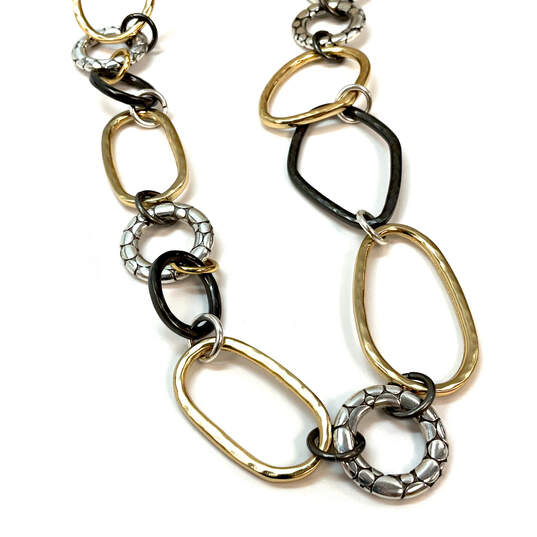Designer Brighton Two-Tone Multiple Shape Engrave Large Link Chain Necklace image number 3