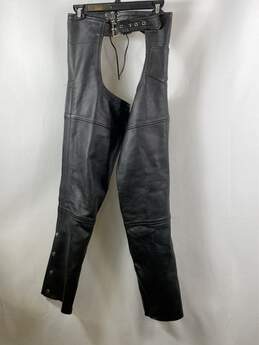 FMC Mens Black Leather Pockets Motorcycle Riding Chaps Pants Size 2XS