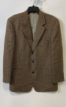 Coach Mens Brown Houndstooth Long Sleeve Single Breasted Blazer Jacket Size XL