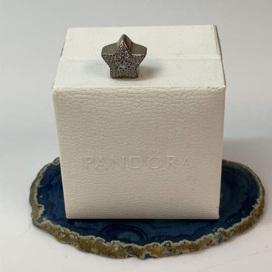 Designer Pandora 925 ALE Sterling Silver Star CZ Stone Beaded Charm w/ Box image number 1