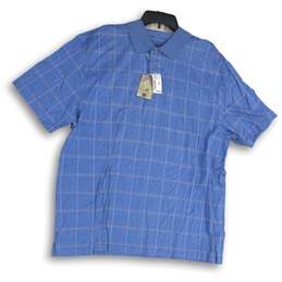 NWT Jos. A. Bank Mens Polo Shirt Leadbetter Golf Short Sleeve Blue Plaid Sz XXL